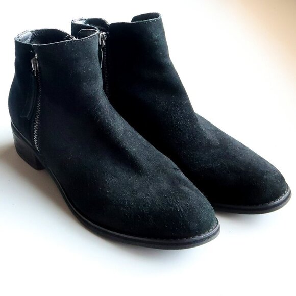 Blondo Waterproof Black Suede Leather Block Heel Ankle Boots Booties Size 10 - Picture 3 of 16